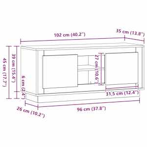 Televizní skříň Staré dřevo 102 x 35 x 45 cm kompozitní dřevo - obrázek 11