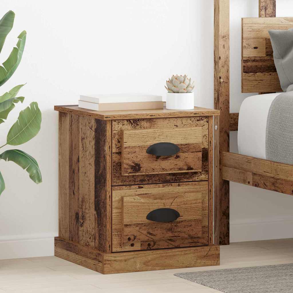 vidaXL Dulap de noapte cu sertar 2 pcs Lemn vechi 39 x 39 x 47.5 cm