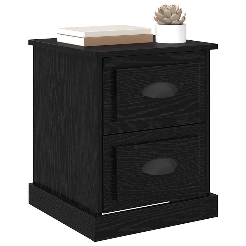 vidaXL Nachtkastje 2 pcs Zwart eiken 39 x 39 x 47.5 cm Bewerkt hout