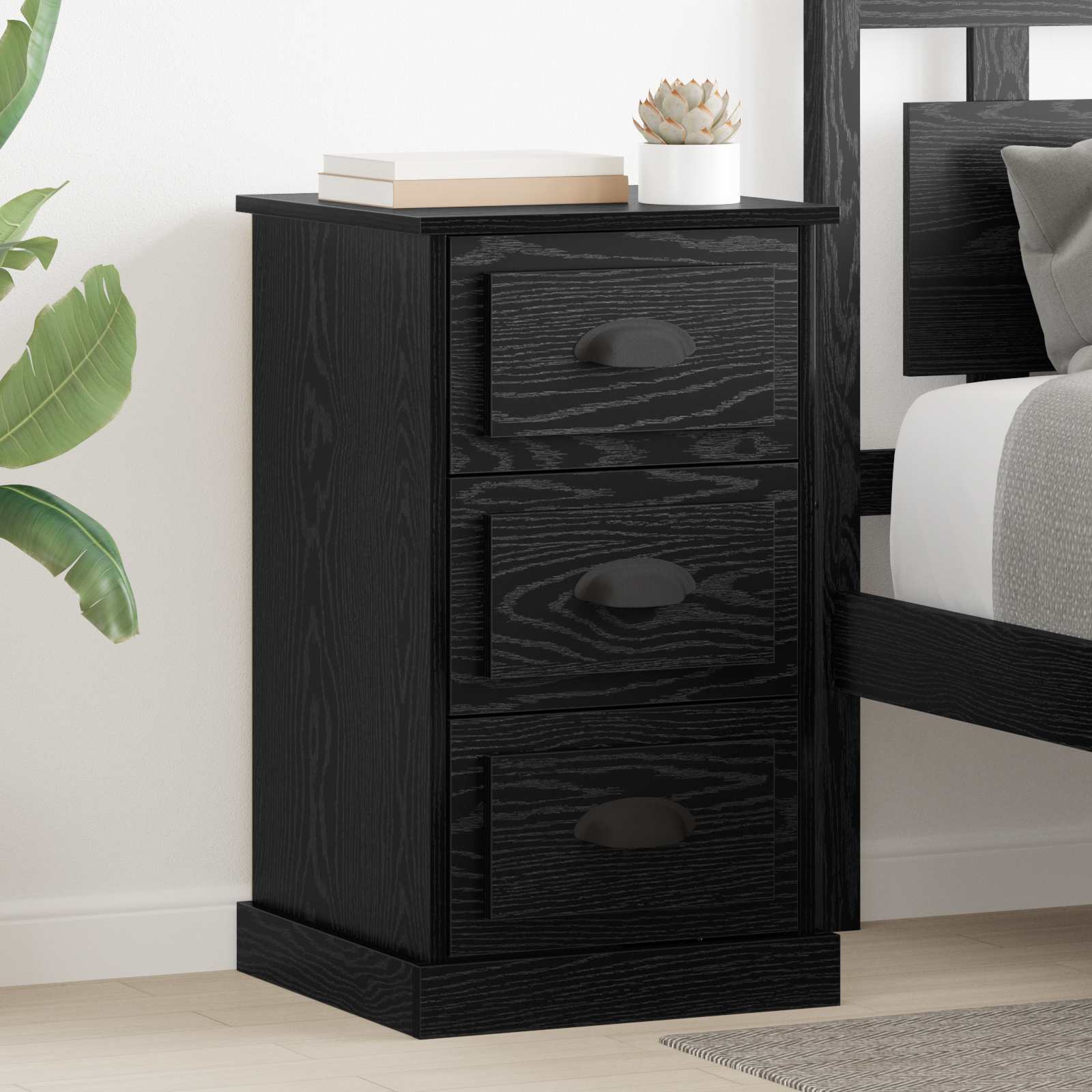 vidaXL Dulap de noapte Stejar Negru 39 x 39 x 67,5 cm Lemn compozit