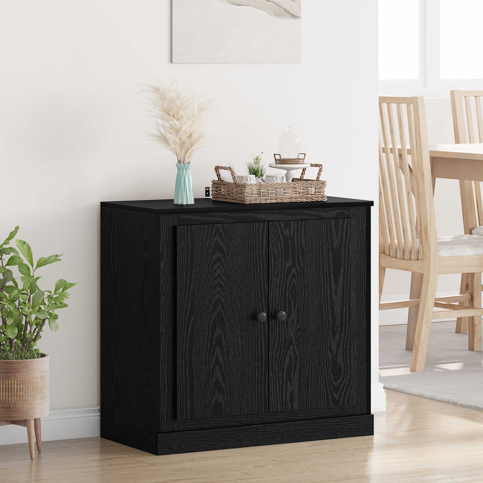 vidaXL Bufet Stejar Negru 70 x 35,5 x 67,5 cm Lemn compozit