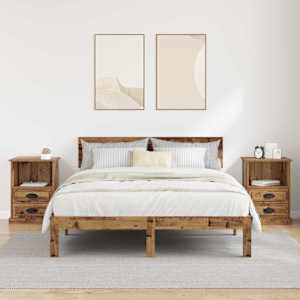 Noční skříňka se zásuvkou 2 pcs Staré dřevo 36 x 43 x 60 cm - obrázek 4