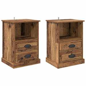 Noční skříňka se zásuvkou 2 pcs Staré dřevo 36 x 43 x 60 cm - obrázek 2