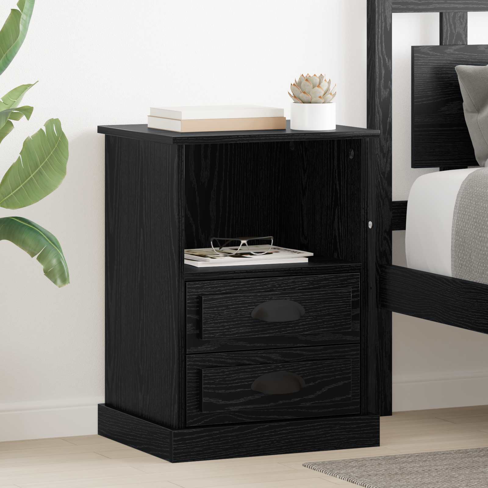 vidaXL Dulap de noapte Stejar Negru 36 x 43 x 60 cm Lemn compozit