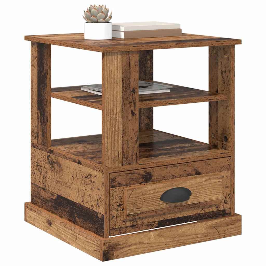 vidaXL Nachtkastje met lade Oud hout 50 x 50 x 60 cm Bewerkt hout