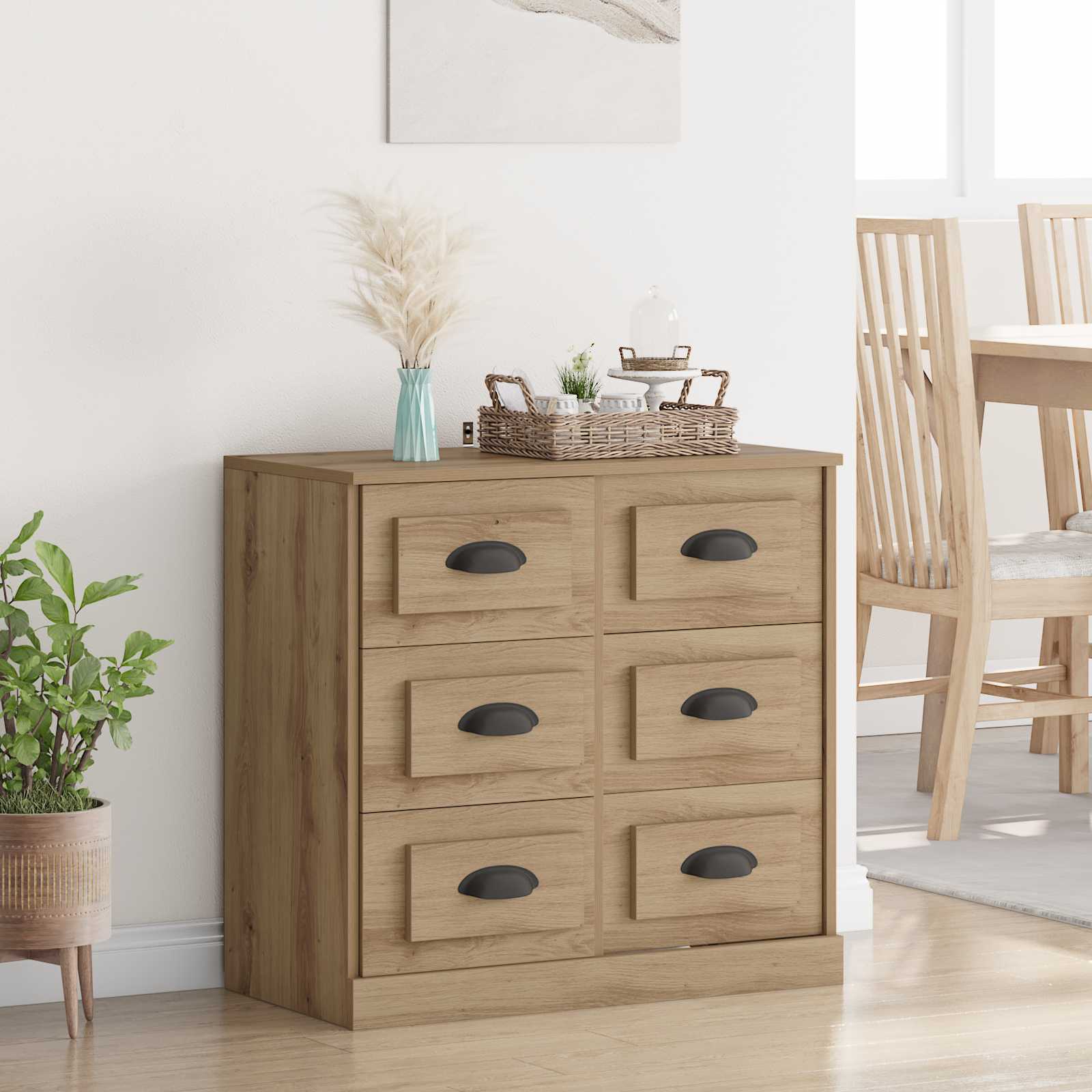 vidaXL Bufet Stejar Artizanal 70 x 35,5 x 67,5 cm Lemn compozit