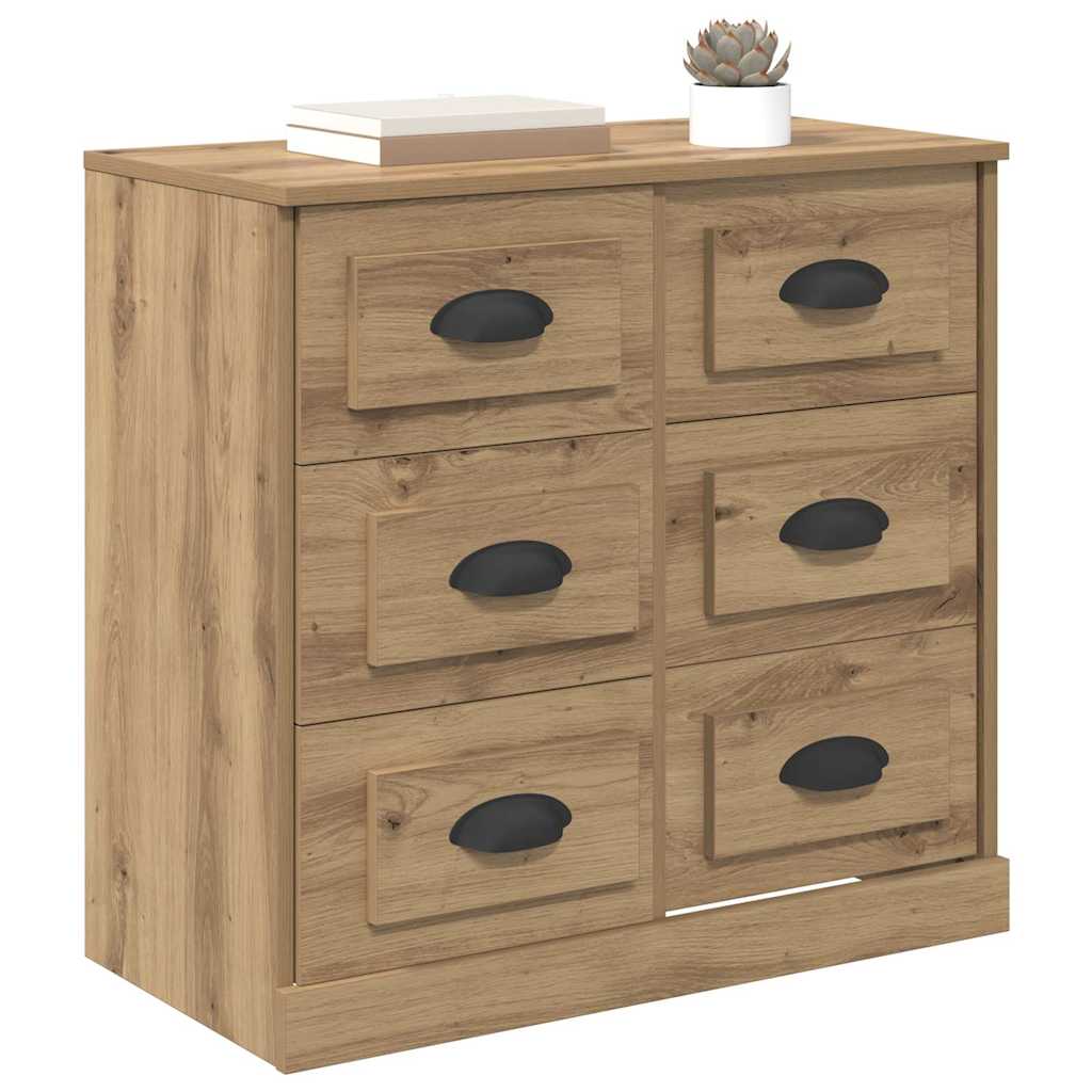 vidaXL Dressoir Artisan Eiken 70 x 35,5 x 67,5 cm Bewerkt hout