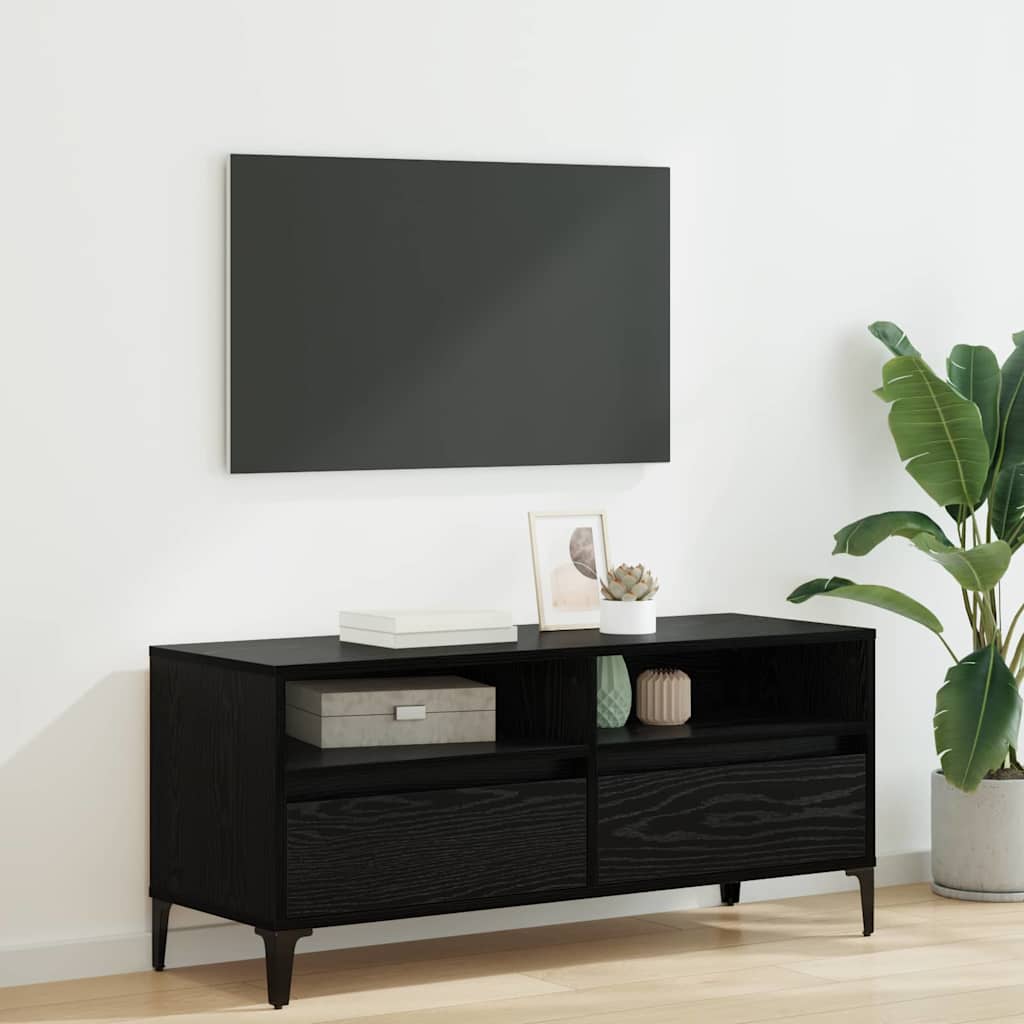 vidaXL Cabinet TV cu sertar Stejar Negru 100 x 34,5 x 44,5 cm