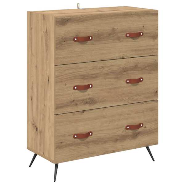 vidaXL &Otilde;hupoli 3-Sahtel K&auml;sit&ouml;&ouml; Tamm 69,5 x 34 x 90 cm T&ouml;&ouml;deldud puit