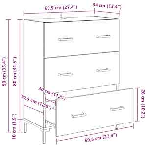 Servírovací skříň se zásuvkou Staré dřevo 69,5 x 34 x 90 cm - obrázek 13
