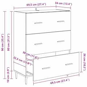 Servírovací skříň se zásuvkou Artisanový dub 69,5 x 34 x 90 cm - obrázek 13