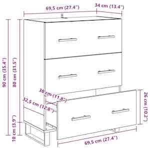 Servírovací skříň se zásuvkou Staré dřevo 69,5 x 34 x 90 cm - obrázek 13