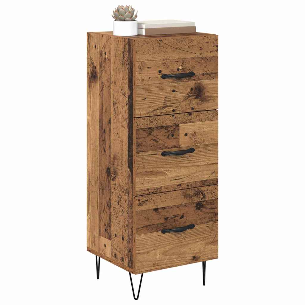 vidaXL Dressoir met lade Oud hout 34 x 34.5 x 90 cm Bewerkt hout