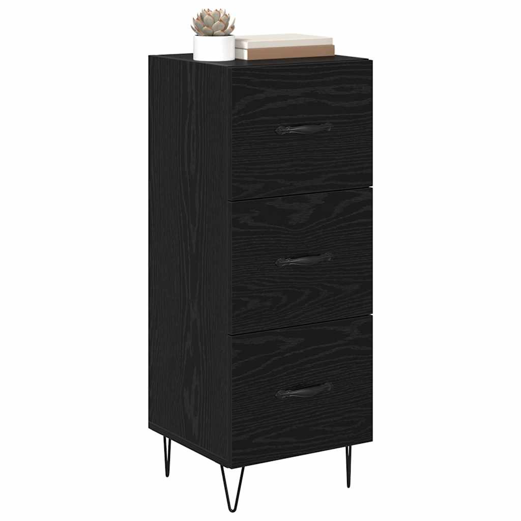 vidaXL Dressoir met lade Zwart eiken 34 x 34.5 x 90 cm Bewerkt hout