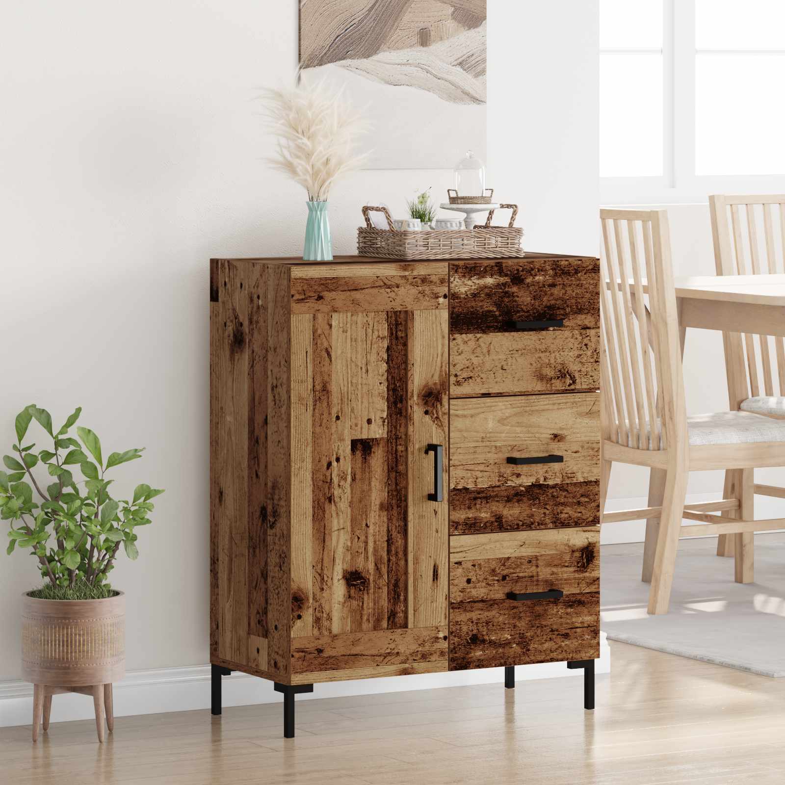 vidaXL Bufet cu sertar Lemn vechi 69.5 x 34 x 90 cm Lemn compozit