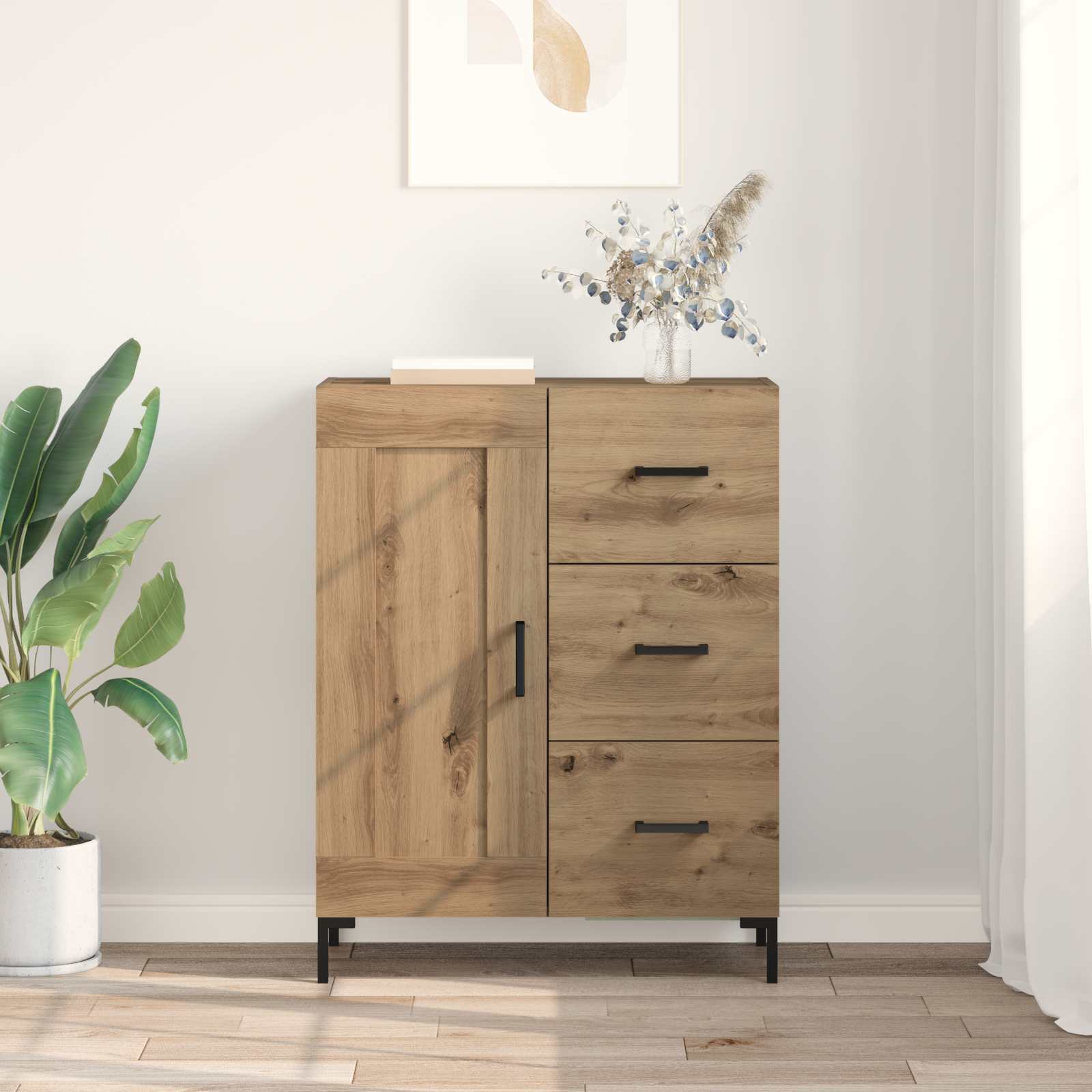 Strani šal artisan hrast 69,5 x 34 x 90 cm Konstruiran les - slika 4