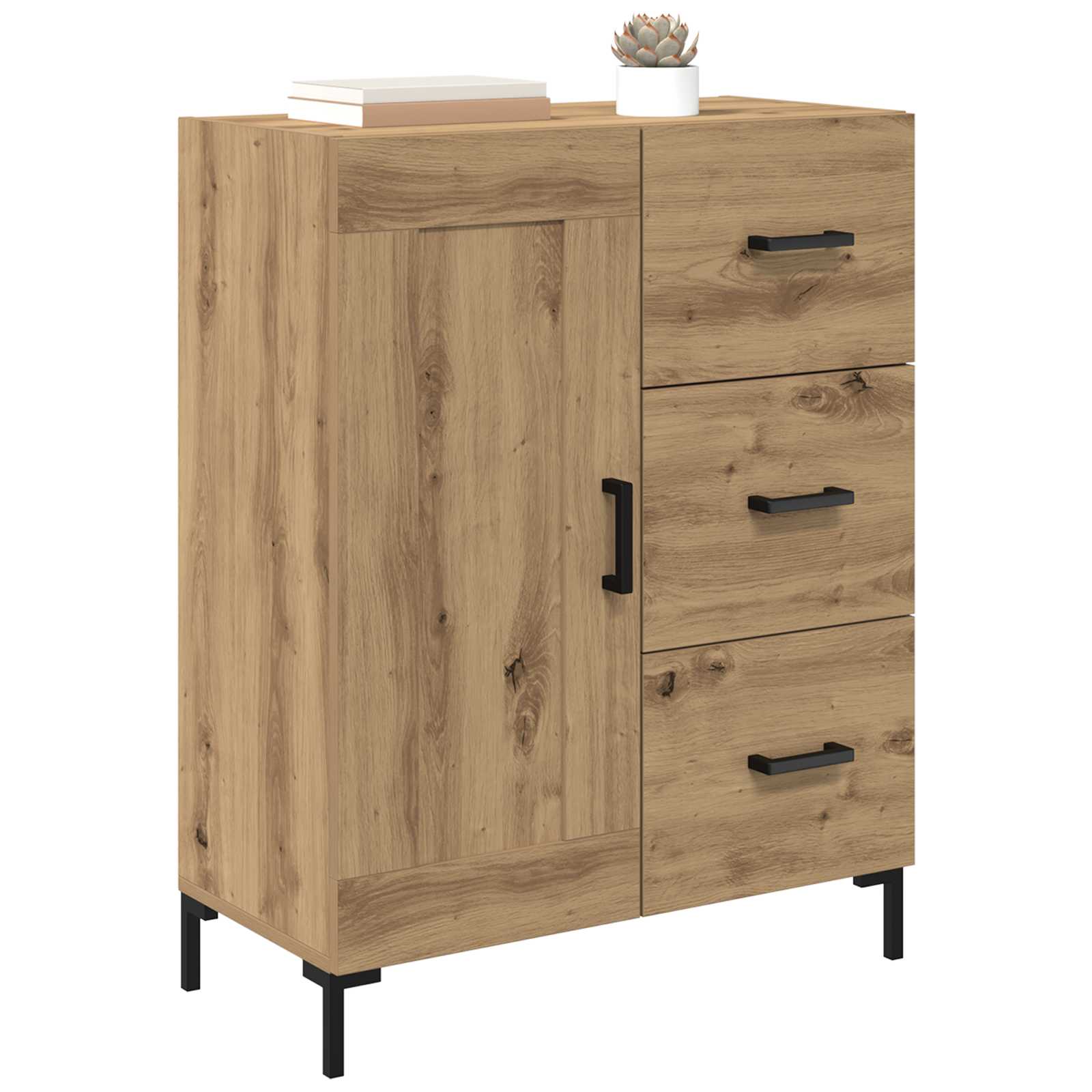 Strani šal artisan hrast 69,5 x 34 x 90 cm Konstruiran les - slika 3