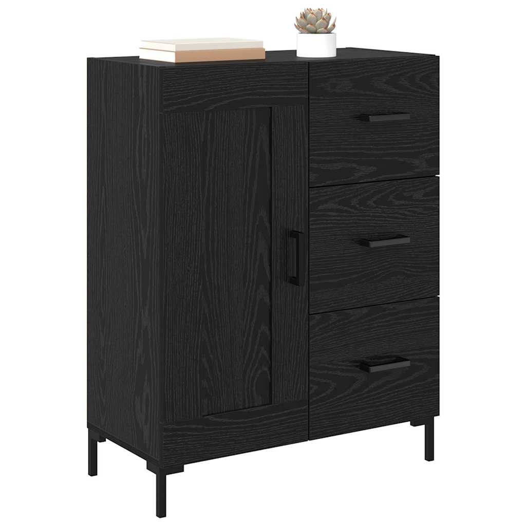 vidaXL Dressoir met lade Zwart eiken 69.5 x 34 x 90 cm Bewerkt hout