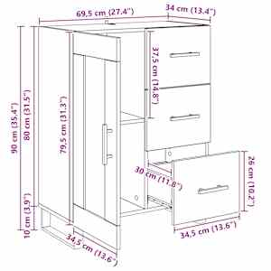 Servírovací skříň Artisanový dub 69,5 x 34 x 90 cm - obrázek 14