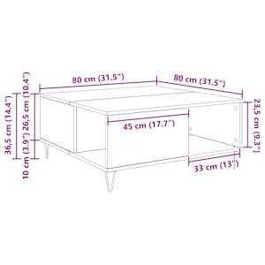 Konferenční stolek Černý dub 80 x 80 x 36,5 cm kompozitní dřevo - obrázek 11