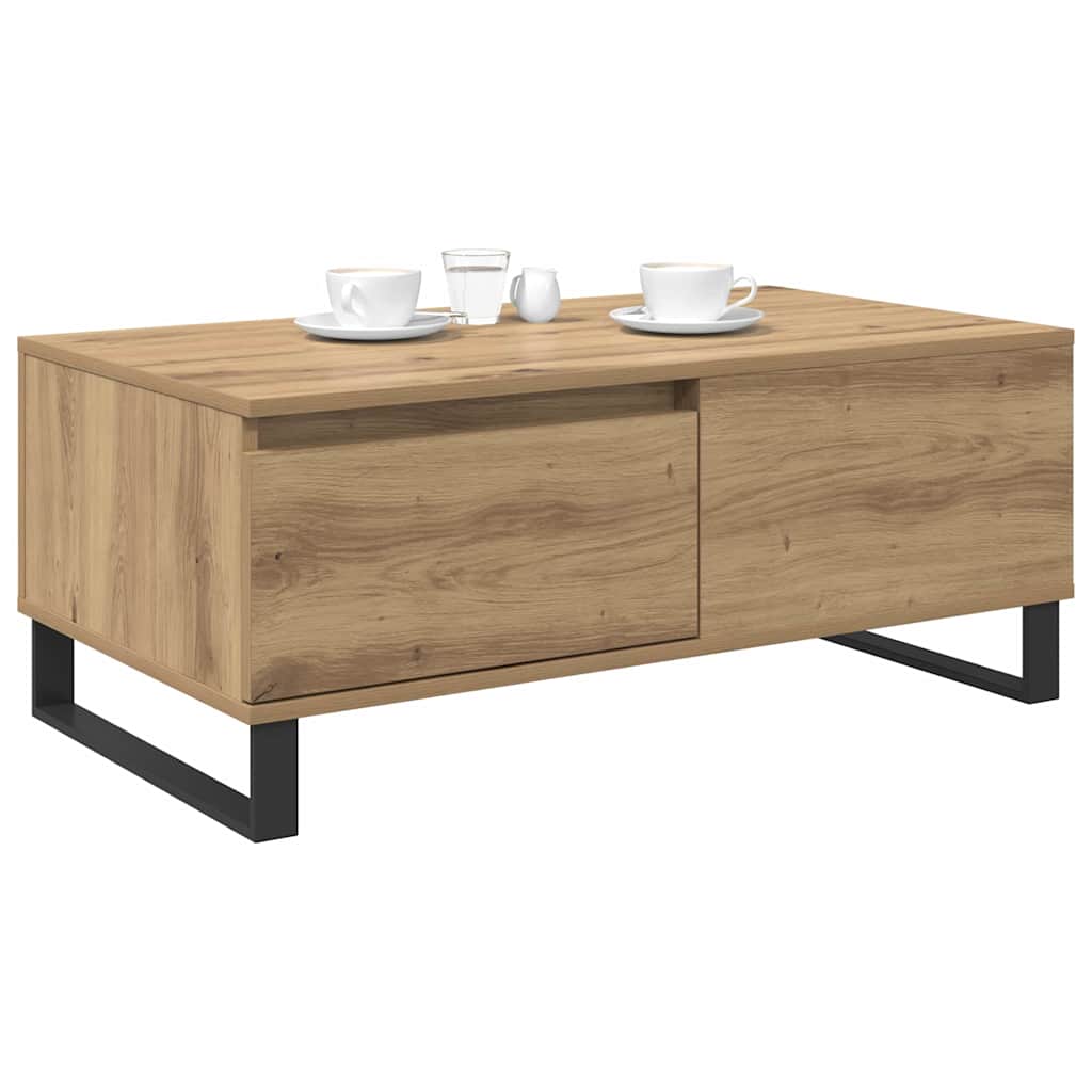 vidaXL Salontafel met lade artisanaal eikenkleurig Bewerkt hout
