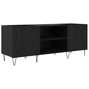 vidaXL Plaadikapp riiuliga ladustamisega Must tamm 121 x 38 x 48 cm