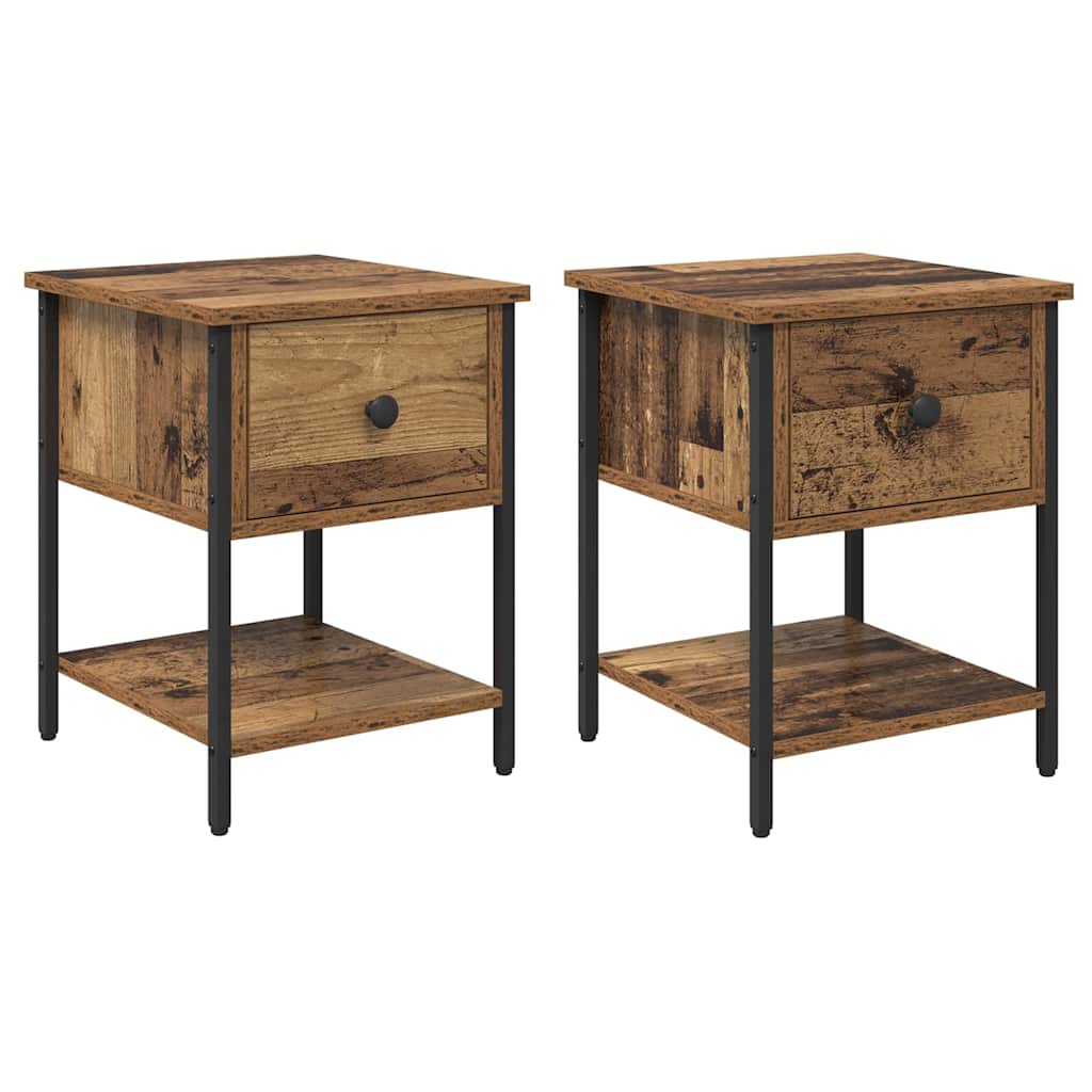 Нощно шкафче с чекмедже 2 pcs Старо дърво 34 x 35,5 x 45 см - Image 2