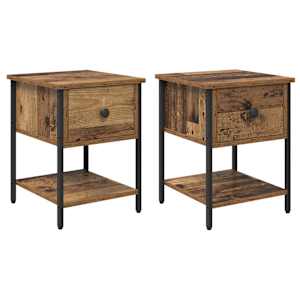 Noční stolek se zásuvkou 2 pcs Staré dřevo 34 x 35,5 x 45 cm - obrázek 2
