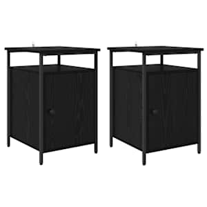 Noční skříňka 2 pcs Černý dub 40 x 42 x 60cm kompozitní dřevo - obrázek 2