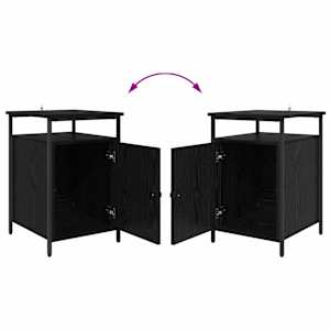 Noční skříňka 2 pcs Černý dub 40 x 42 x 60cm kompozitní dřevo - obrázek 13