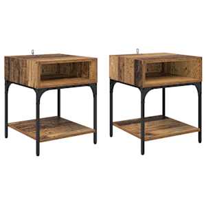 Noční stolek 2 pcs Staré dřevo 40 x 40 x 50 cm kompozitní dřevo - obrázek 2