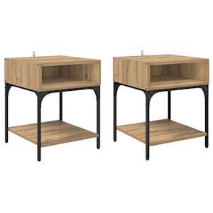 Noční stolek 2 pcs Artisanový dub 40 x 40 x 50 cm - obrázek 2
