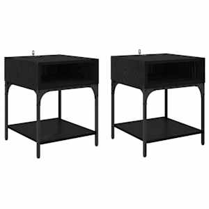 Noční stolek 2 pcs Černý dub 40 x 40 x 50 cm kompozitní dřevo - obrázek 2