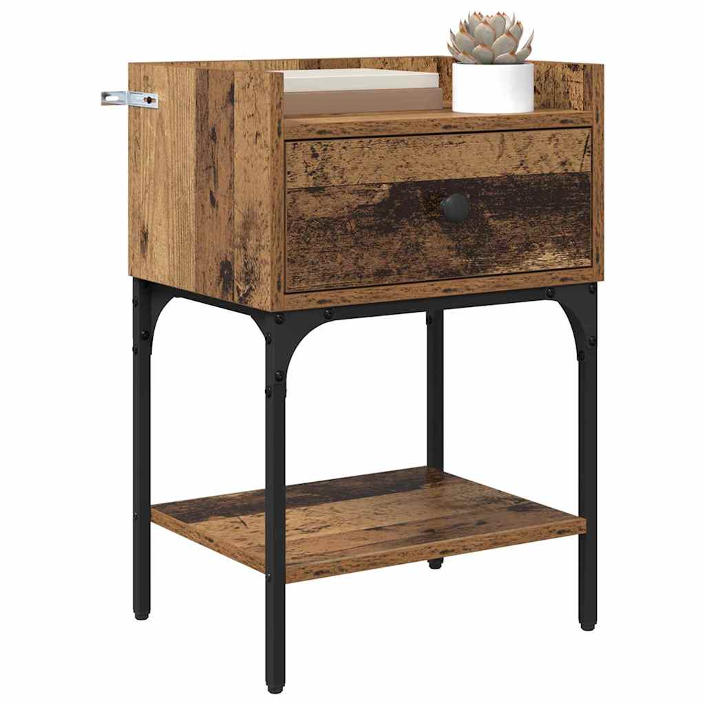vidaXL Nachtkastje met lade Oud hout 40 x 29 x 60 cm Bewerkt hout