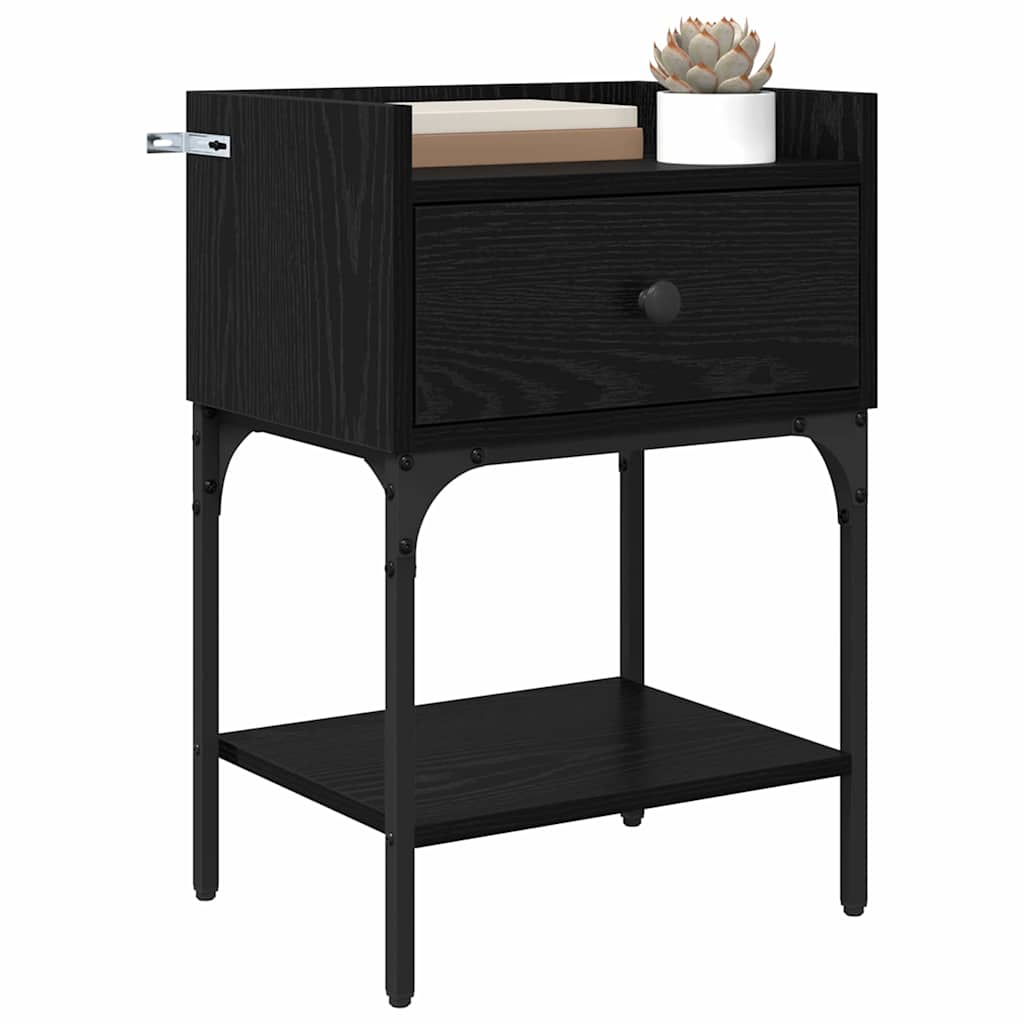 vidaXL Nachtkastje met lade Zwart eiken 40 x 29 x 60 cm Bewerkt hout