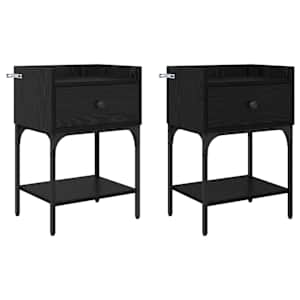 Noční stolek 2 pcs Černý dub 40 x 29 x 60 cm kompozitní dřevo - obrázek 2