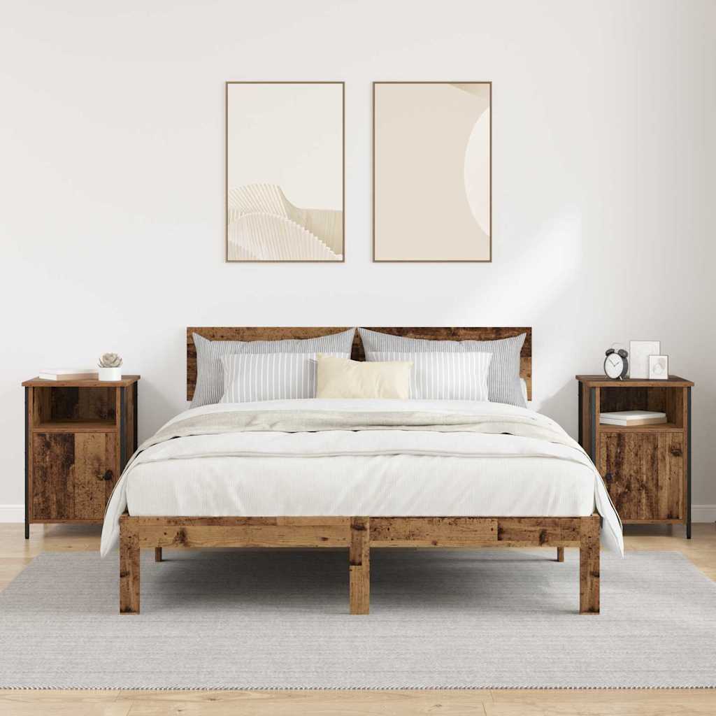 Yöpöytäkaappi 2 pcs Vanha puu 40 x 42 x 60 cm Tekninen puu - Image 4