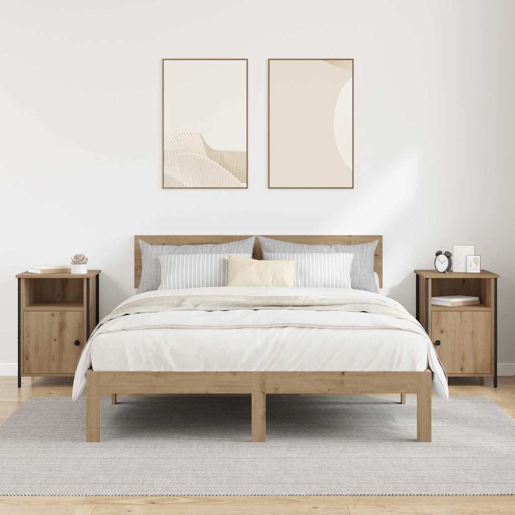 Yöpöytäkaappi 2 pcs Artisan tammi 40 x 42 x 60 cm Tekninen puu - Image 4