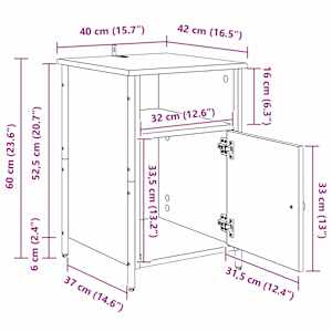 Noční skříňka 2 pcs Černý dub 40 x 42 x 60 cm kompozitní dřevo - obrázek 16