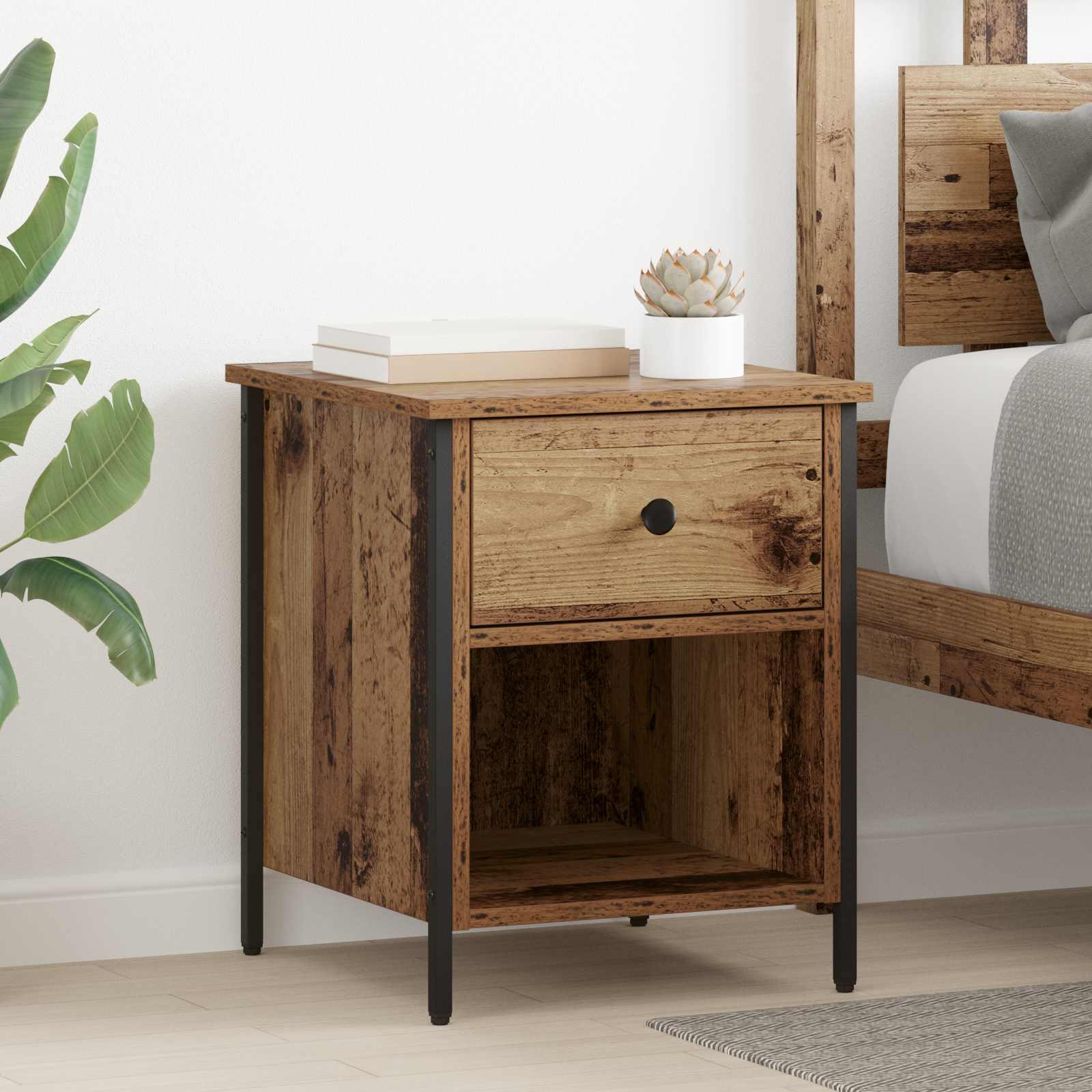 vidaXL Dulap de noapte Lemn vechi 40 x 42 x 50 cm Lemn compozit