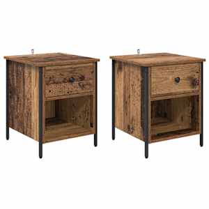 Noční skříňka se zásuvkou 2 pcs Staré dřevo 40 x 42 x 50 cm - obrázek 2