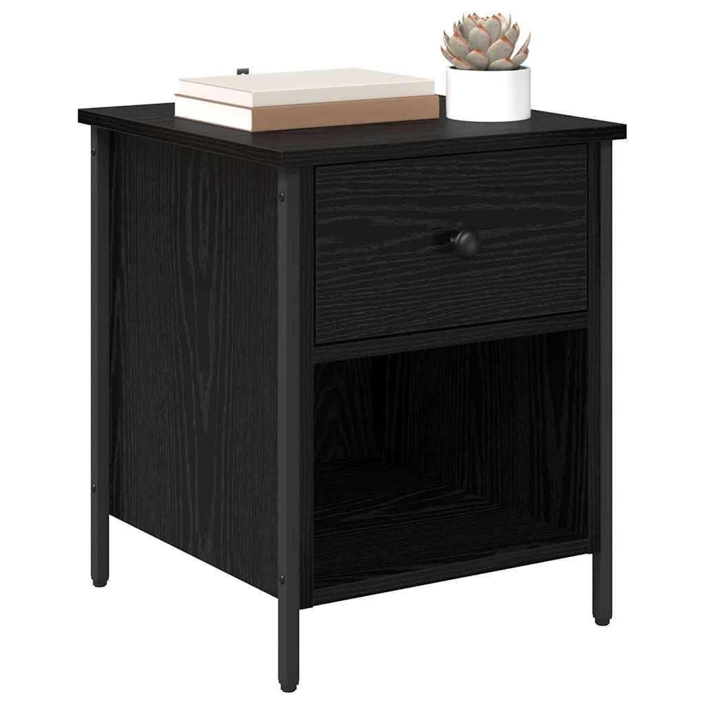vidaXL Nachtkastje 2 pcs Zwart eiken 40 x 42 x 50 cm Bewerkt hout