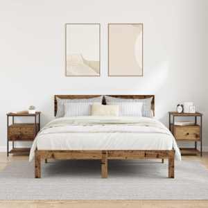 Noční skříňka se zásuvkou 2 pcs Staré dřevo 40 x 42 x 56 cm - obrázek 4