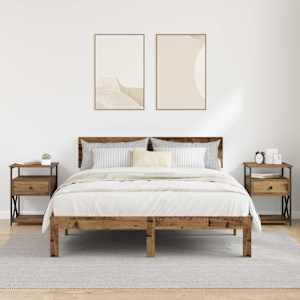 Noční skříňka se zásuvkou 2 pcs Staré dřevo 40 x 42 x 55 cm - obrázek 4