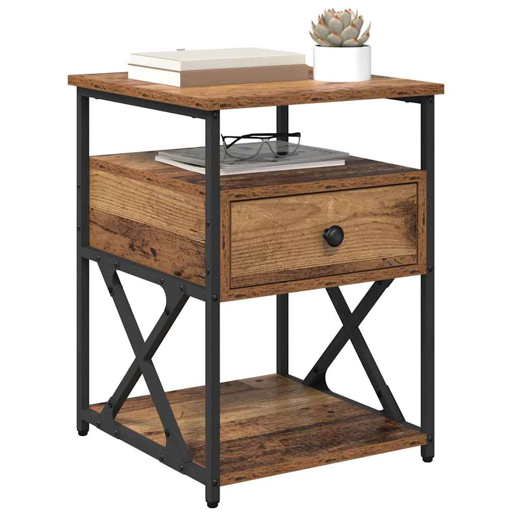 vidaXL Nachtkastje 2 pcs Oud hout 40 x 42 x 55 cm Bewerkt hout