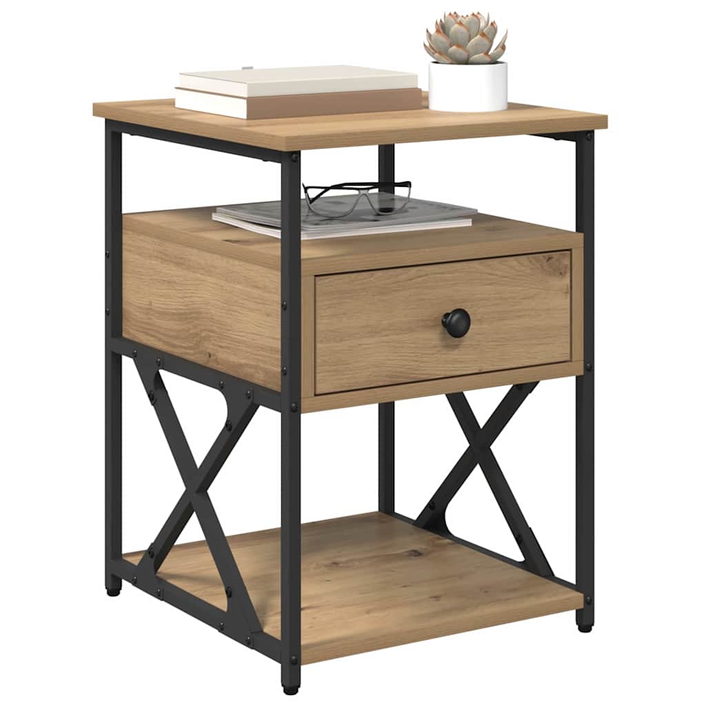 vidaXL Nachtkastje 2 pcs artisanaal eikenkleurig 40 x 42 x 55 cm