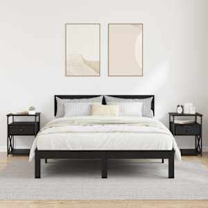Noční skříňka 2 pcs Černý dub 40 x 42 x 55 cm kompozitní dřevo - obrázek 4