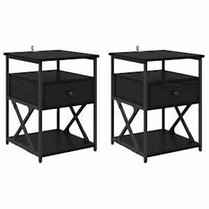 Noční skříňka 2 pcs Černý dub 40 x 42 x 55 cm kompozitní dřevo - obrázek 2