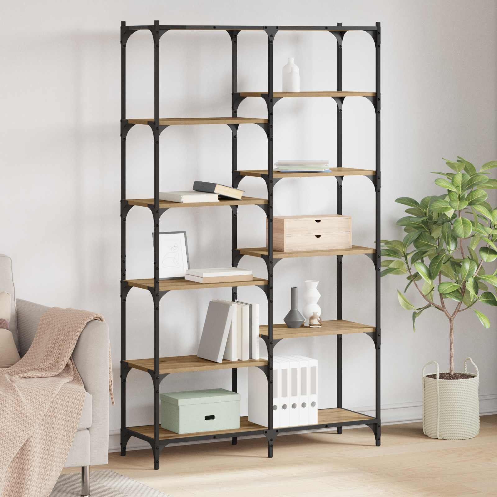 Boekenkast artisanaal eikenkleurig 100 x 32 x 170 cm