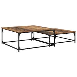 vidaXL Kohvilaud 2 tk Vana puit 80 x 80 x 35 cm Tehispuit